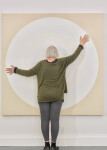 This dynamic contemporary circular painting in bright white is by Yvonne Lammerich. Image 11