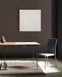 This dynamic contemporary circular painting in bright white is by Yvonne Lammerich. Image 8