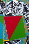 This contemporary abstract painting features colourful geometric patterns. Image 4