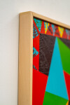This contemporary abstract painting features colourful geometric patterns. Image 8