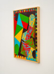 This contemporary abstract painting features colourful geometric patterns. Image 4